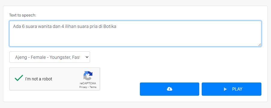 Bisa Pilih Suara Pria Dan Suara Wanita Di Botika Text To Speech